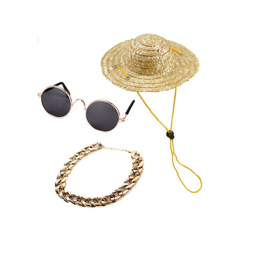 3PC Necklace Glasses Hat